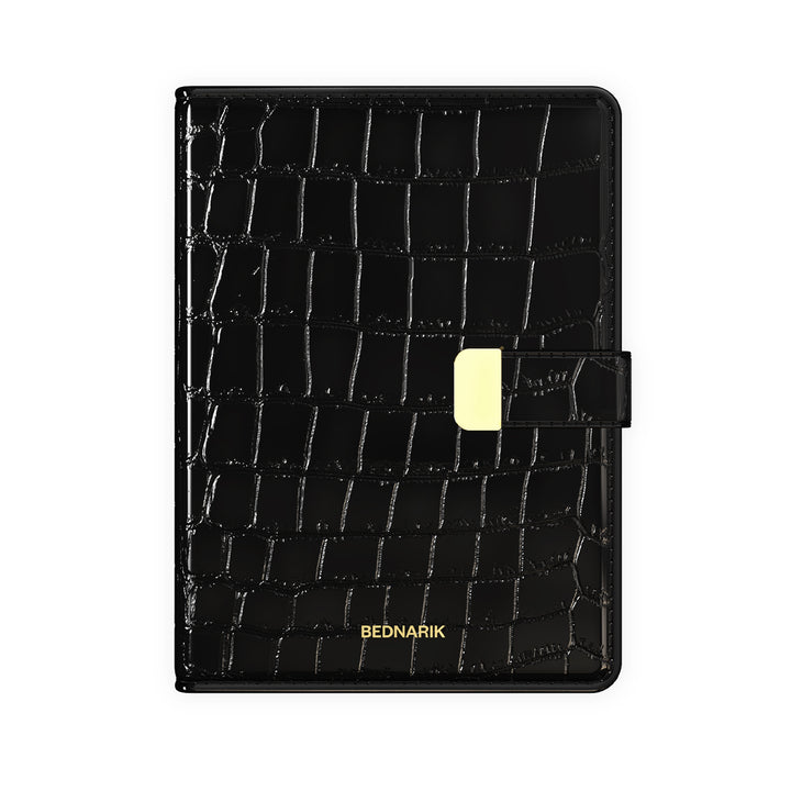 Black Crocodile-Pattern Leather Journal